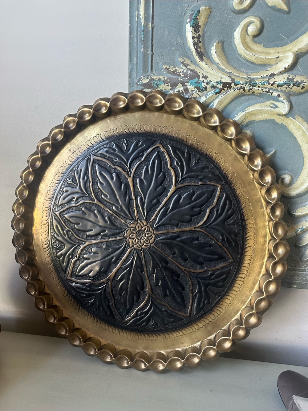 Moroccan black and gold metal wall hanging